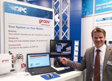 Opto 22's Gerhard Kreiling demonstrates groov at Hannover Messe