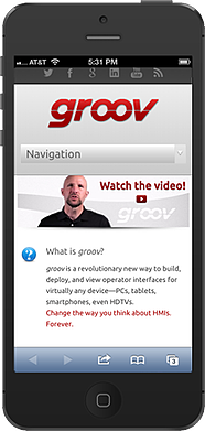 groov website on a smartphone - responsive design