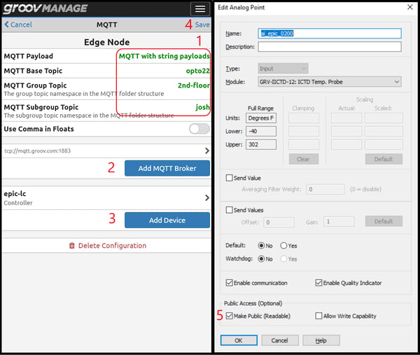 groov Manage screen