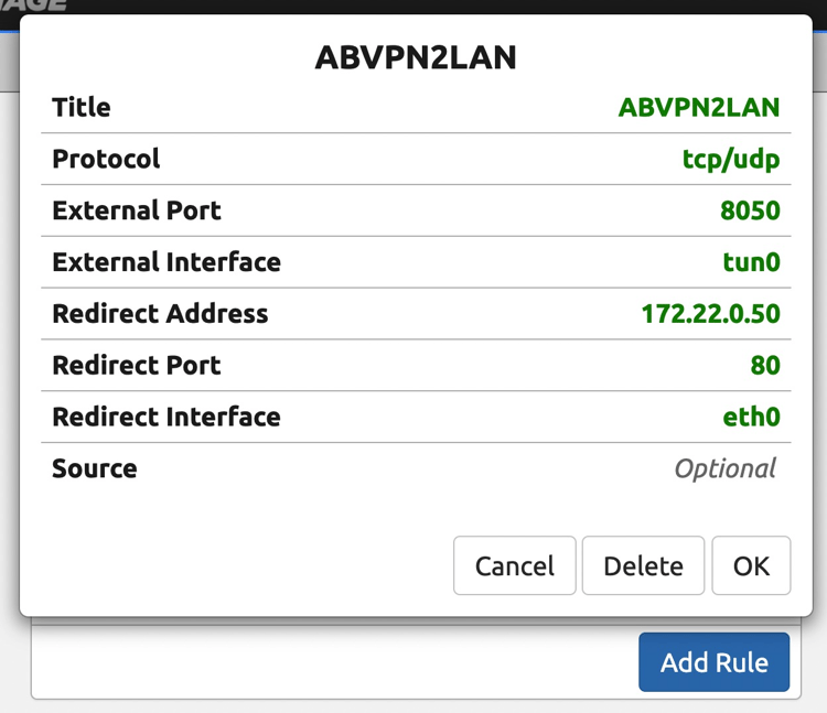 How to set up port redirection on groov EPIC