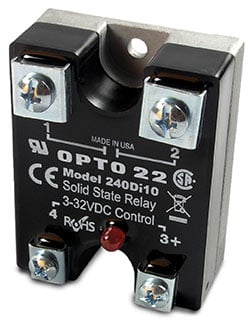 An Opto 22 240Di10 solid-state relay (SSR)