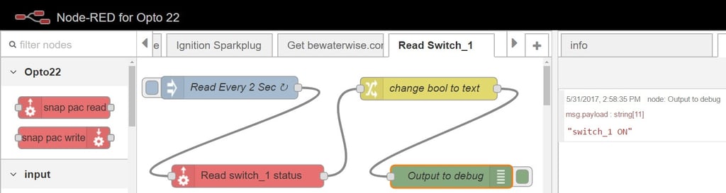 Node-RED on groov enabled rapid edge computing application development