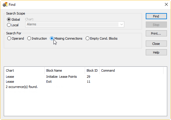 Finding missing connections in PAC Control