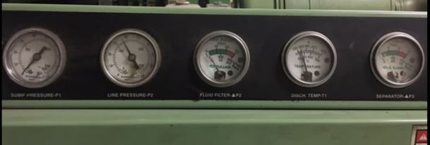 Compressor's analog gauges for visual use only