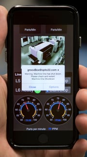 A groov mobile operator interface sending alerts