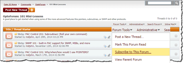 OptoForum - subscribe to forum